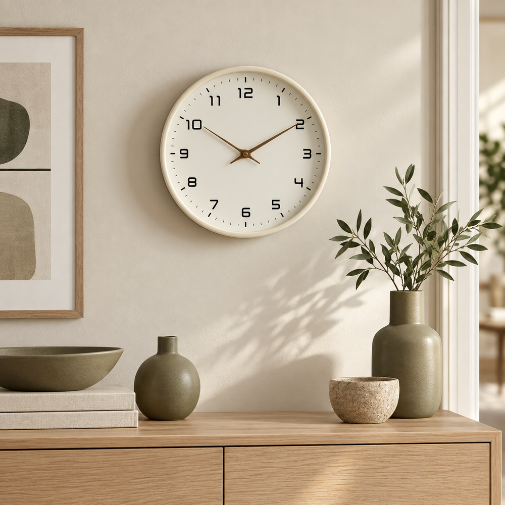 Wanduhr Liva in Elfenbein