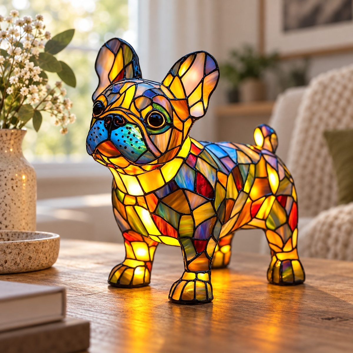 Glasleuchte Dackel Mosaik — Bulldogge
