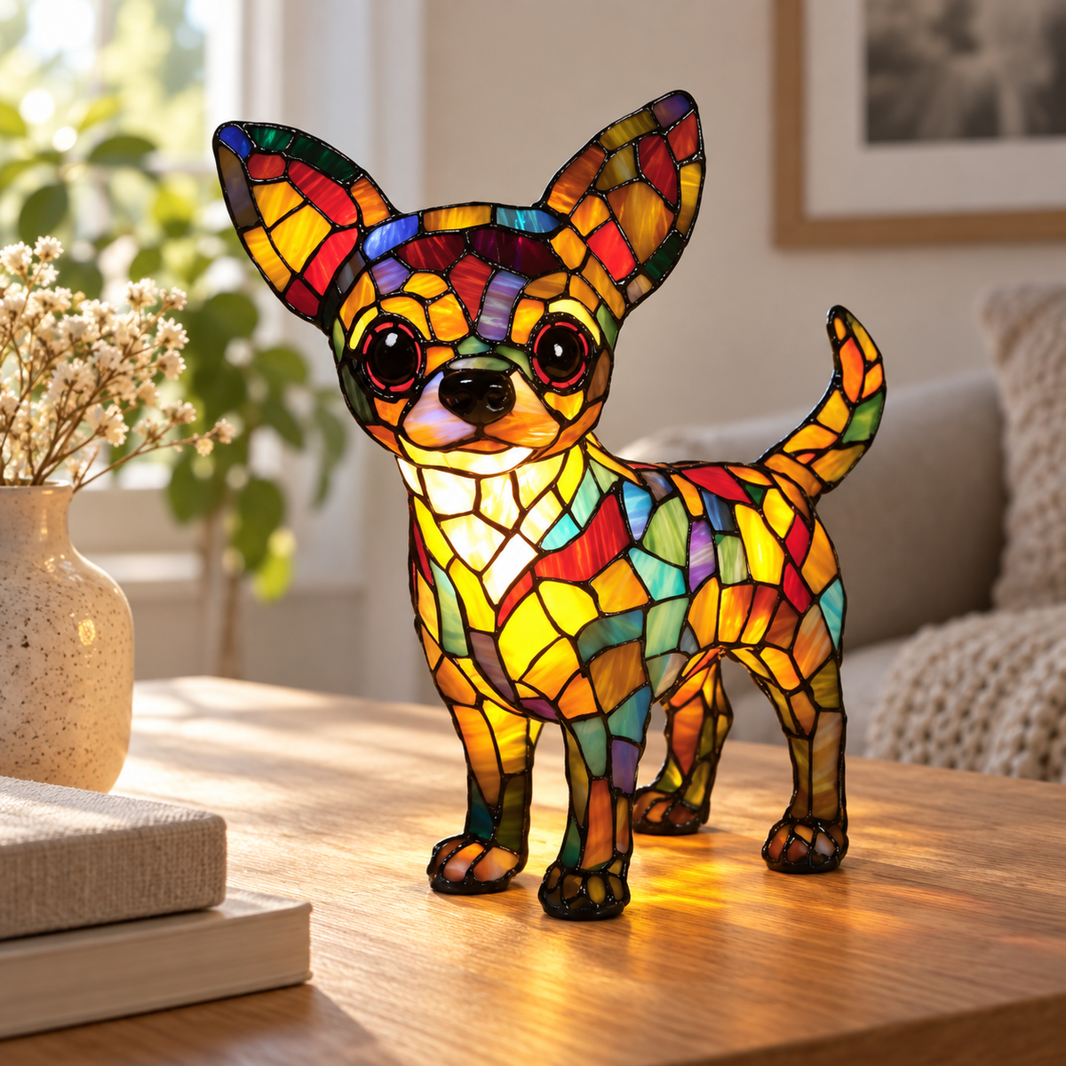 Glasleuchte Dackel Mosaik — Chihuahua-Stehposition