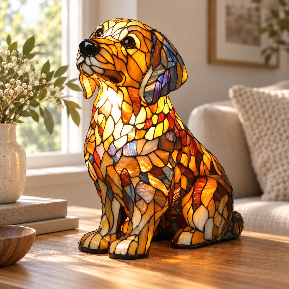 Glasleuchte Dackel Mosaik — Golden Retriever