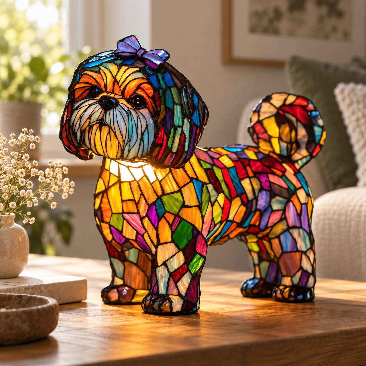 Glasleuchte Dackel Mosaik — Shih Tzu