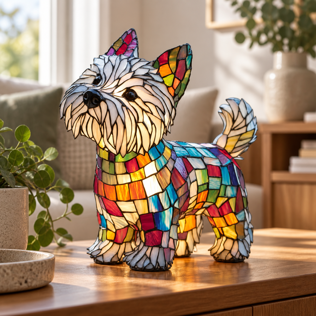Glasleuchte Dackel Mosaik — West Highland Dog