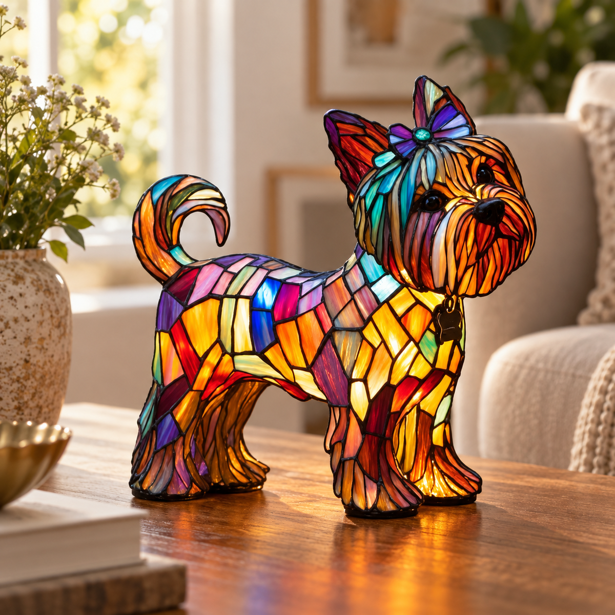 Glasleuchte Dackel Mosaik — Yorkshire Terrier Typ A