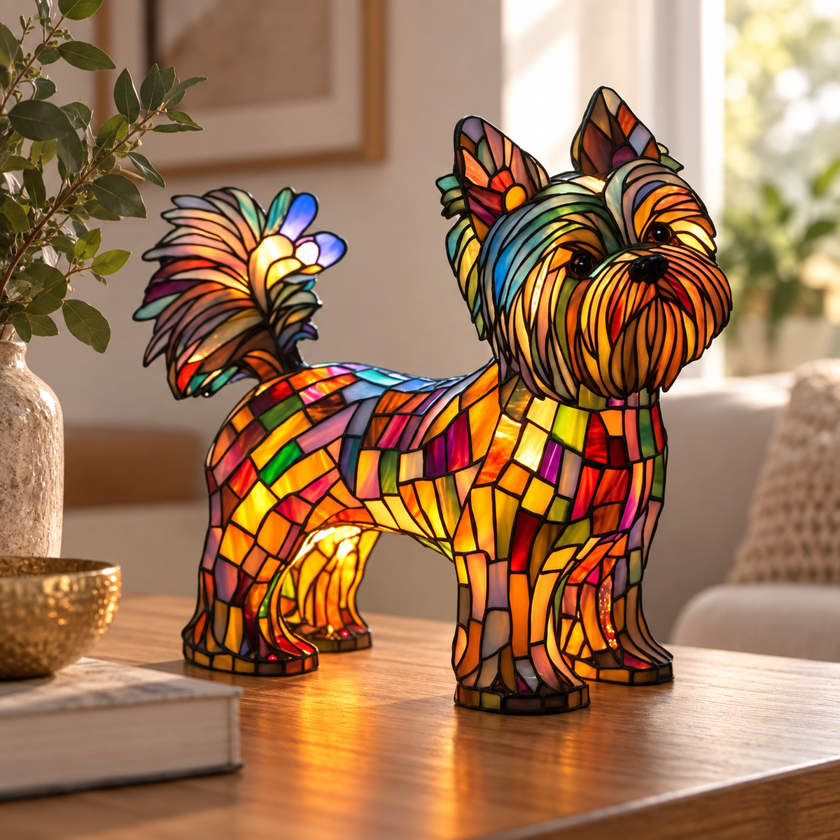 Glasleuchte Dackel Mosaik — Yorkshire Terrier Typ B