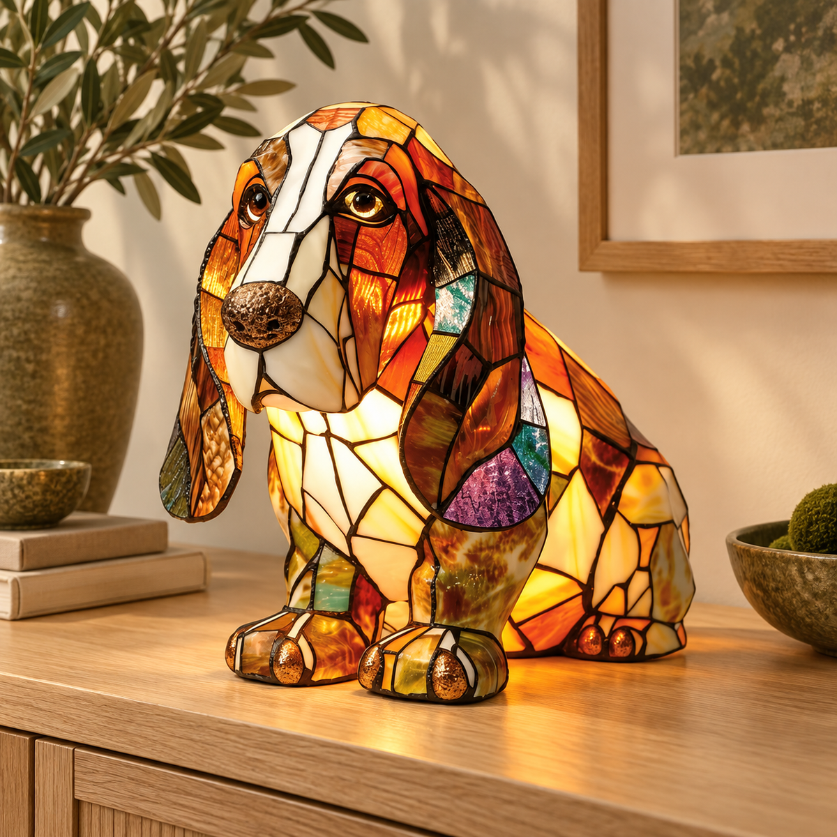 Glasleuchte Dackel Mosaik