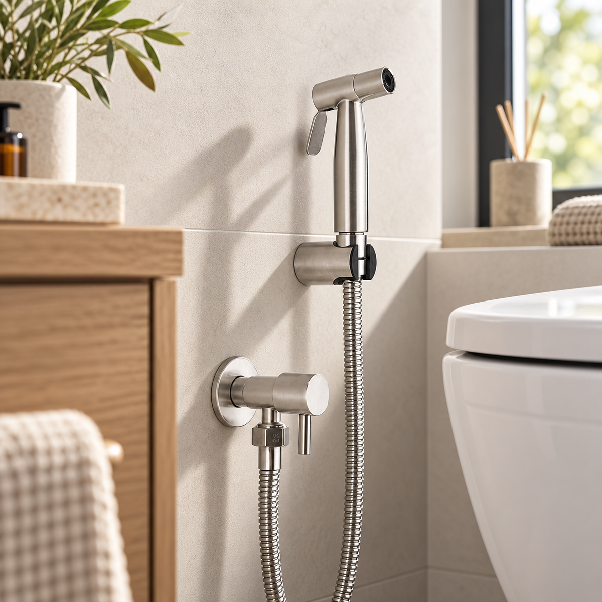 Bidet-Handbrause Nova — Gebürstetes Silber