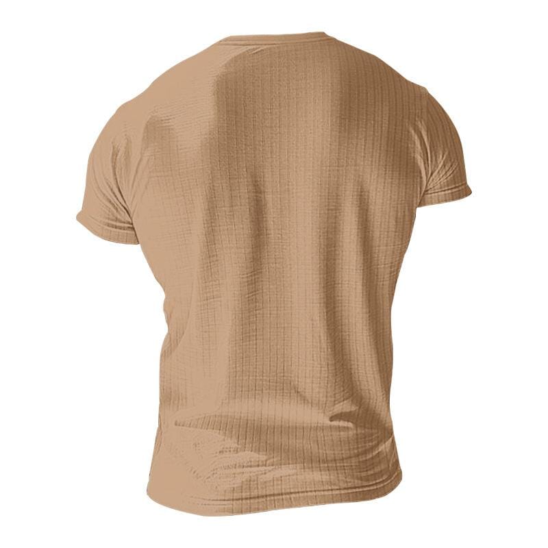 Herren Henley Shirt Kurzarm Slim Fit | Geripptes Muskelshirt mit Stretch grau [ Herrenkollektion - Frühling & Sommer '25 - Hemden ] 99 - Herren Henley Shirt Kurzarm Slim Fit Gratti Paris 