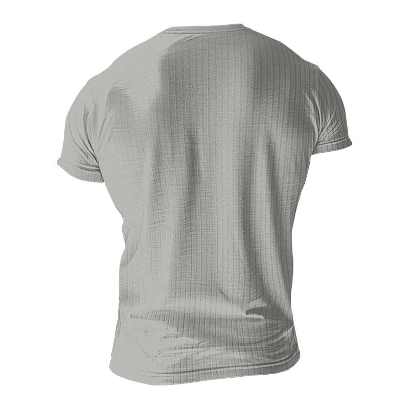 Herren Henley Shirt Kurzarm Slim Fit | Geripptes Muskelshirt mit Stretch grau [ Herrenkollektion - Frühling & Sommer '25 - Hemden ] 99 - Herren Henley Shirt Kurzarm Slim Fit Gratti Paris 