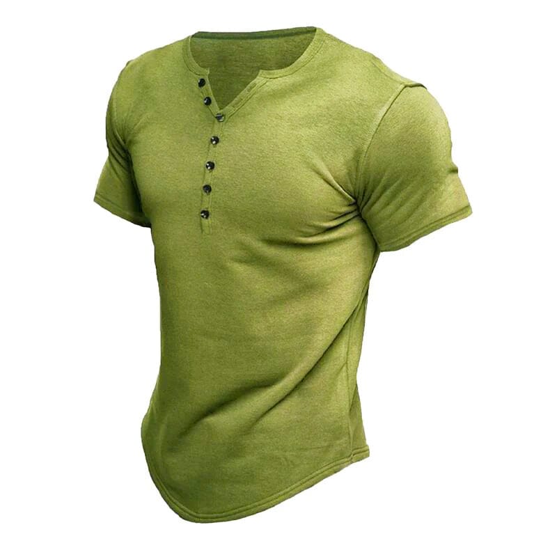 Herren Henley Shirt Kurzarm | Slim Fit T-Shirt mit Knopfleiste blau [ Herrenkollektion - Frühling & Sommer '25 - Hemden ] 67 - Herren Henley Shirt Kurzarm Gratti Paris Grün XS 