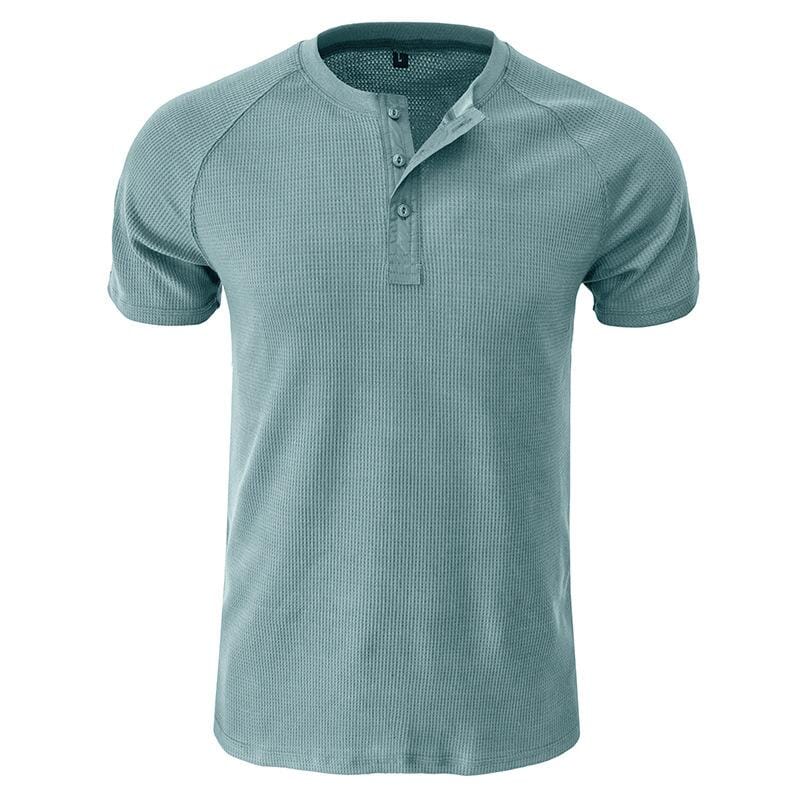 Herren Henley Shirt mit Waffelstruktur | Muskelshirt Raglan Kurzarm [ Herrenkollektion - Frühling & Sommer '25 - Hemden ] 73 - Herren Henley Shirt mit Waffelstruktur Gratti Paris 