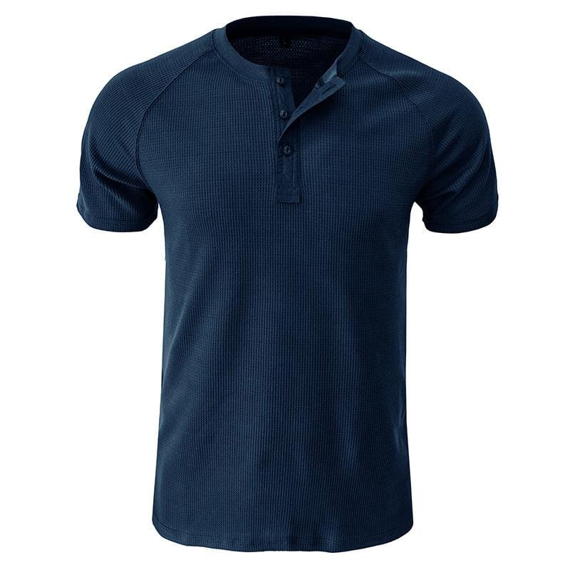 Herren Henley Shirt mit Waffelstruktur | Muskelshirt Raglan Kurzarm [ Herrenkollektion - Frühling & Sommer '25 - Hemden ] 73 - Herren Henley Shirt mit Waffelstruktur Gratti Paris 