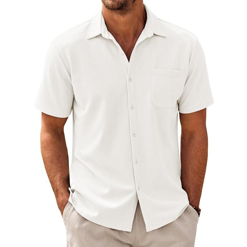 Herren Kurzarmhemd Freizeithemd | Lässiges Sommerhemd mit Brusttasche grau [ Herrenkollektion - Frühling & Sommer '25 - Hemden ] 77 - Herren Kurzarmhemd Freizeithemd Gratti Paris Weiß S 