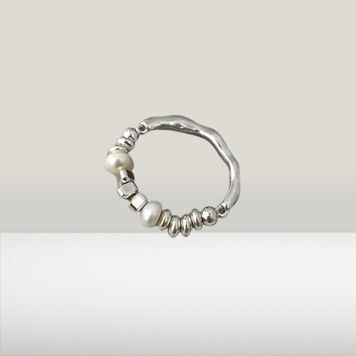 Barock Perlen Ring In Vintage Silber