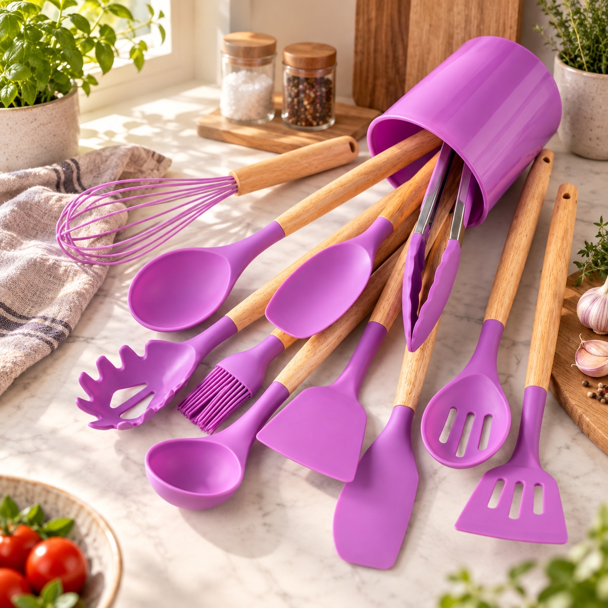 Küchenhelfer-Set Silvena, 12-teilig — Lila