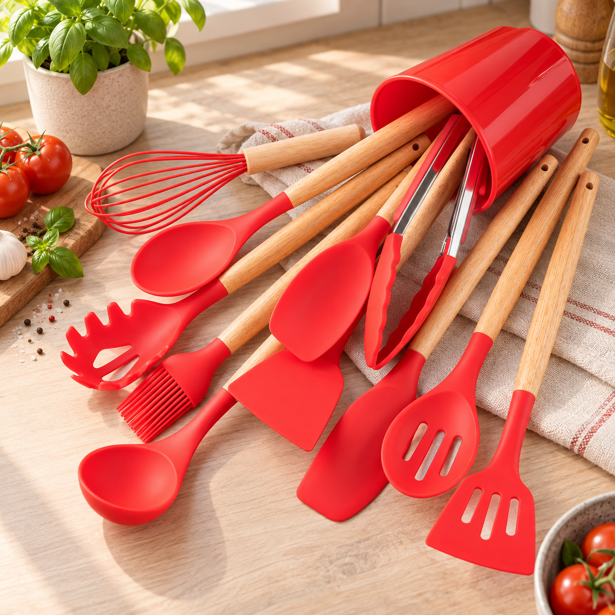 Küchenhelfer-Set Silvena, 12-teilig — Rot