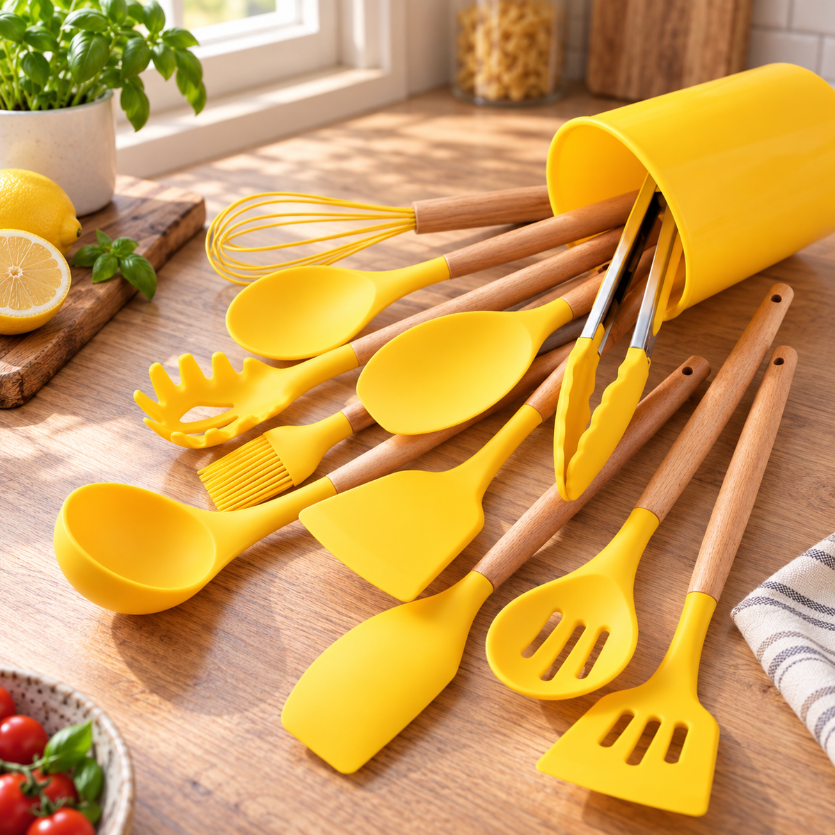 Küchenhelfer-Set Silvena, 12-teilig — Zitronengelb