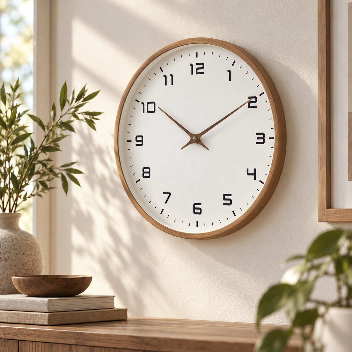 Wanduhr Liva in Elfenbein — Braun